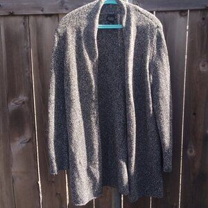 Eileen Fisher silk cardigan duster sweater knit grey women's small lagenlook